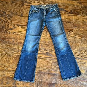 Paige Premium Fair Fax Leather Trim boot cut jeans Size 26